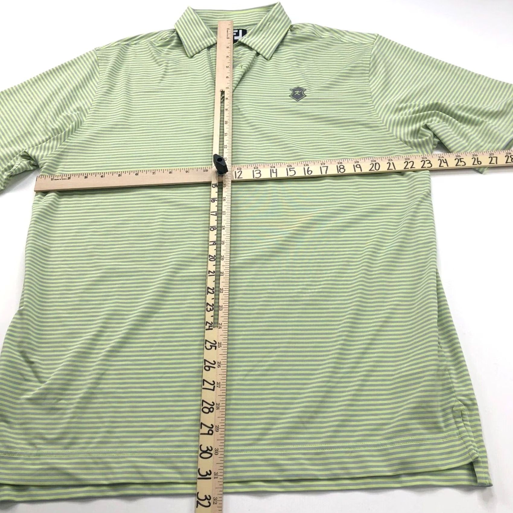 Footjoy FootJoy Polo Shirt Mens Golf SS Stretch Button Striped Large Lime Gray FJ Polo Shirt Comfort, Casual, Travel, Workwear Mens L Gray Button Polo Shirt Size US L / EU 52-54 / 3 - 3 Thumbnail