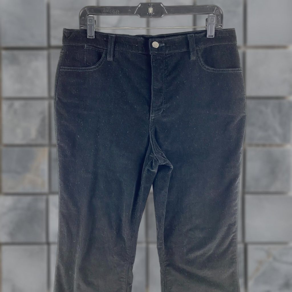 NYDJ VINTAGE NYDJ Pants Womens 14P Black Corduroy Bootcut Dark Wash Denim Pockets USA Made Size 36" / US 14 / IT 50 - 1 Thumbnail