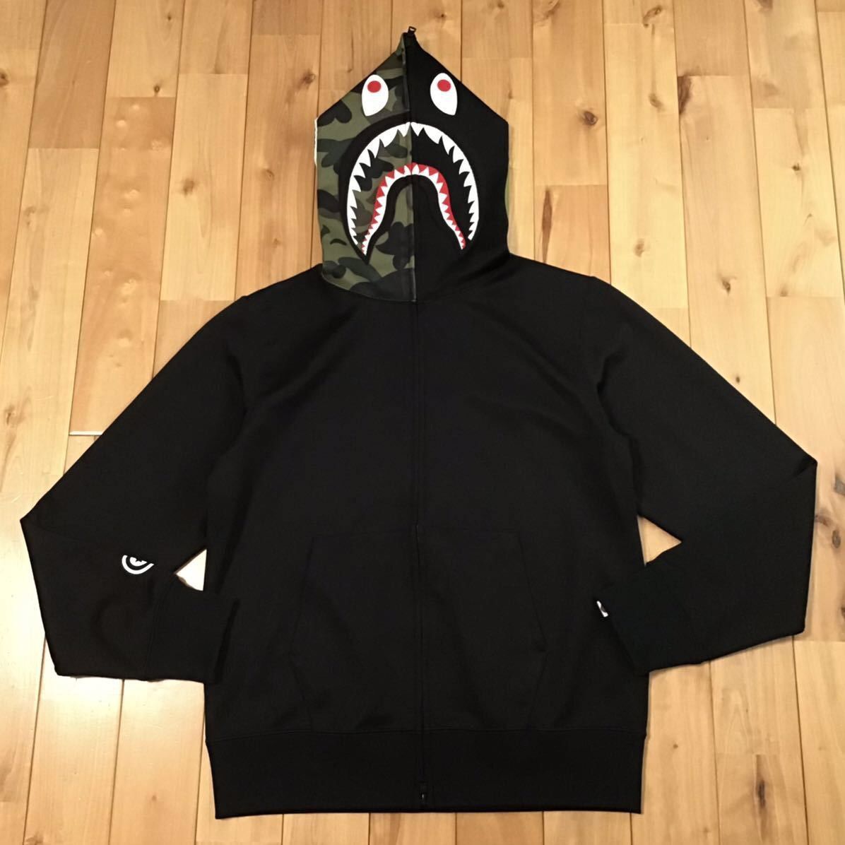 Bape BAPE Jersey shark full zip hoodie black a bathing ape | Grailed