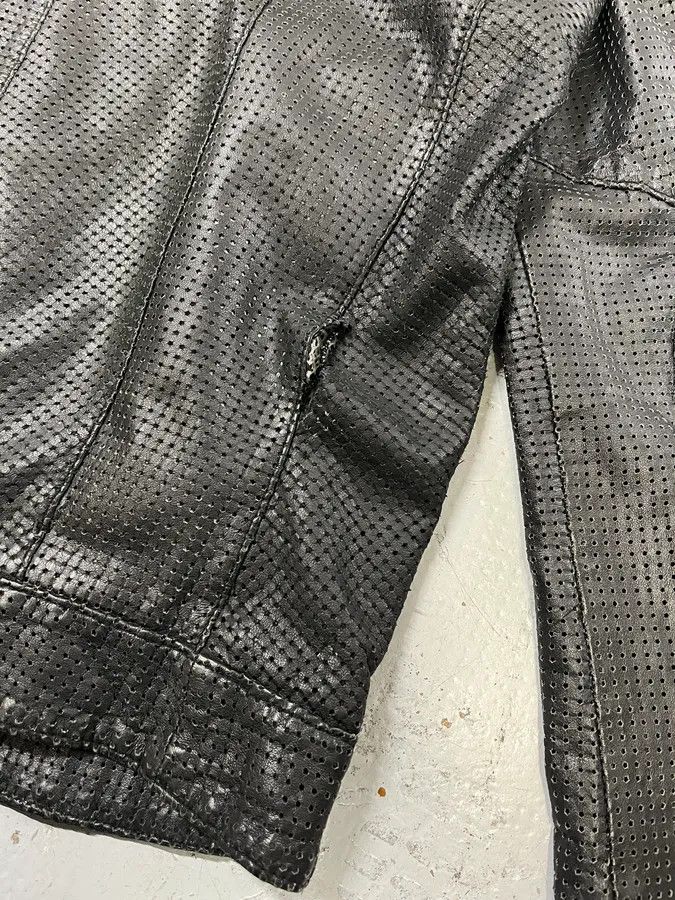 Giorgio Brato Giorgio Brato Black Perforated Leather Biker Jacket Size US M / EU 48-50 / 2 - 8 Thumbnail