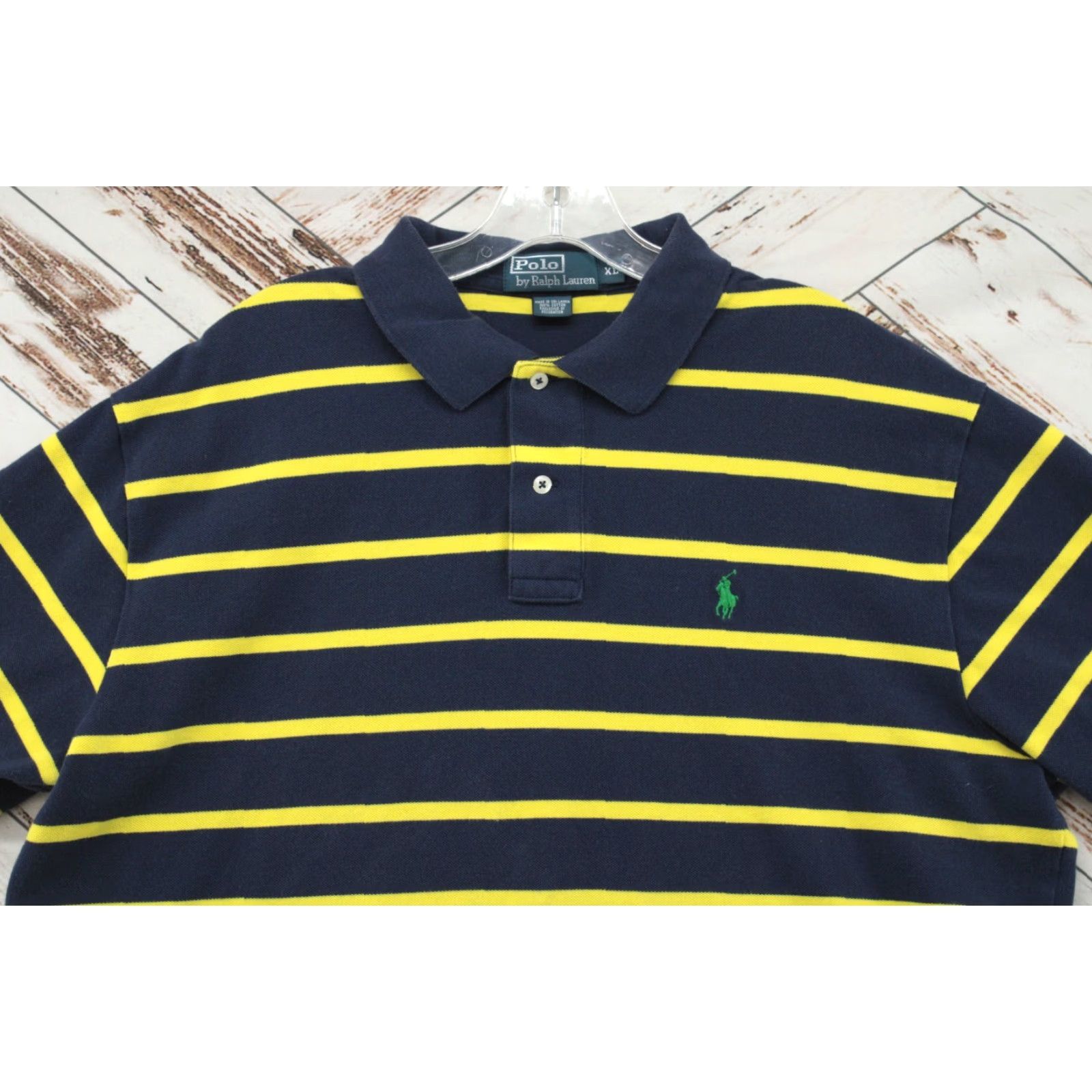Polo Ralph Lauren VINTAGE Polo Ralph Lauren Shirt Men's XL Blue Yellow Stripe Short Sleeve Longtail Size US XL / EU 56 / 4 - 4 Thumbnail