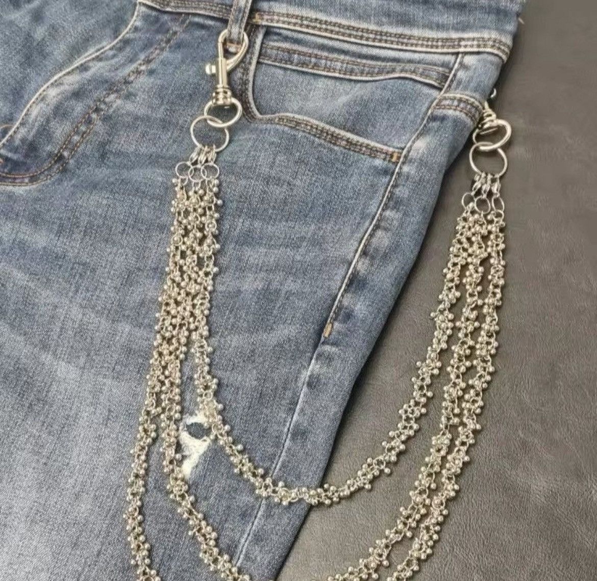 Jewelry Bead Flower Three Tier Silvery Pants Chain Size ONE SIZE - 1 Thumbnail