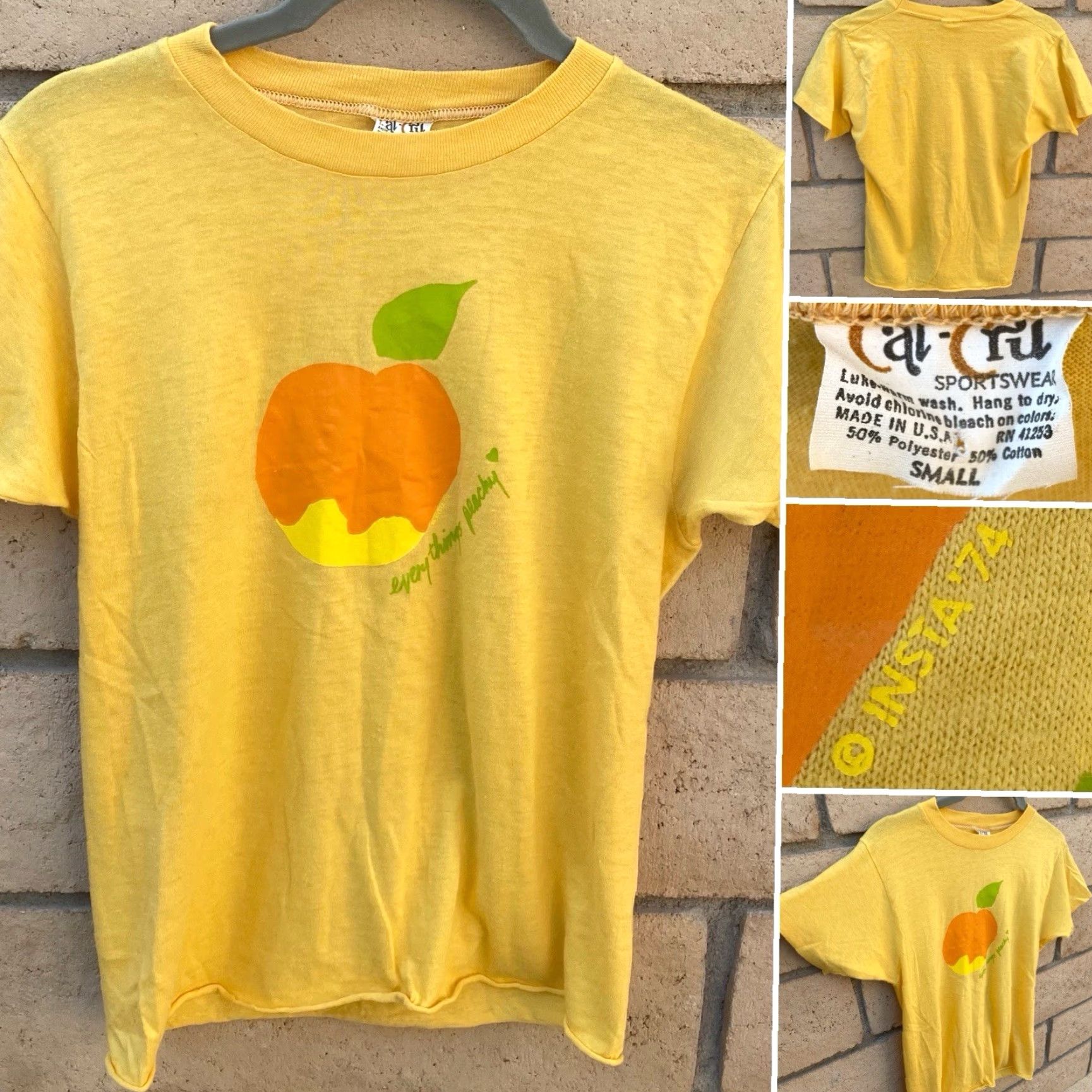 Vintage VINTAGE Cal Cru T-Shirt Shirt Mens 70s Yellow 70s Graphic Print Size S Size US S / EU 44-46 / 1 - 2 Thumbnail