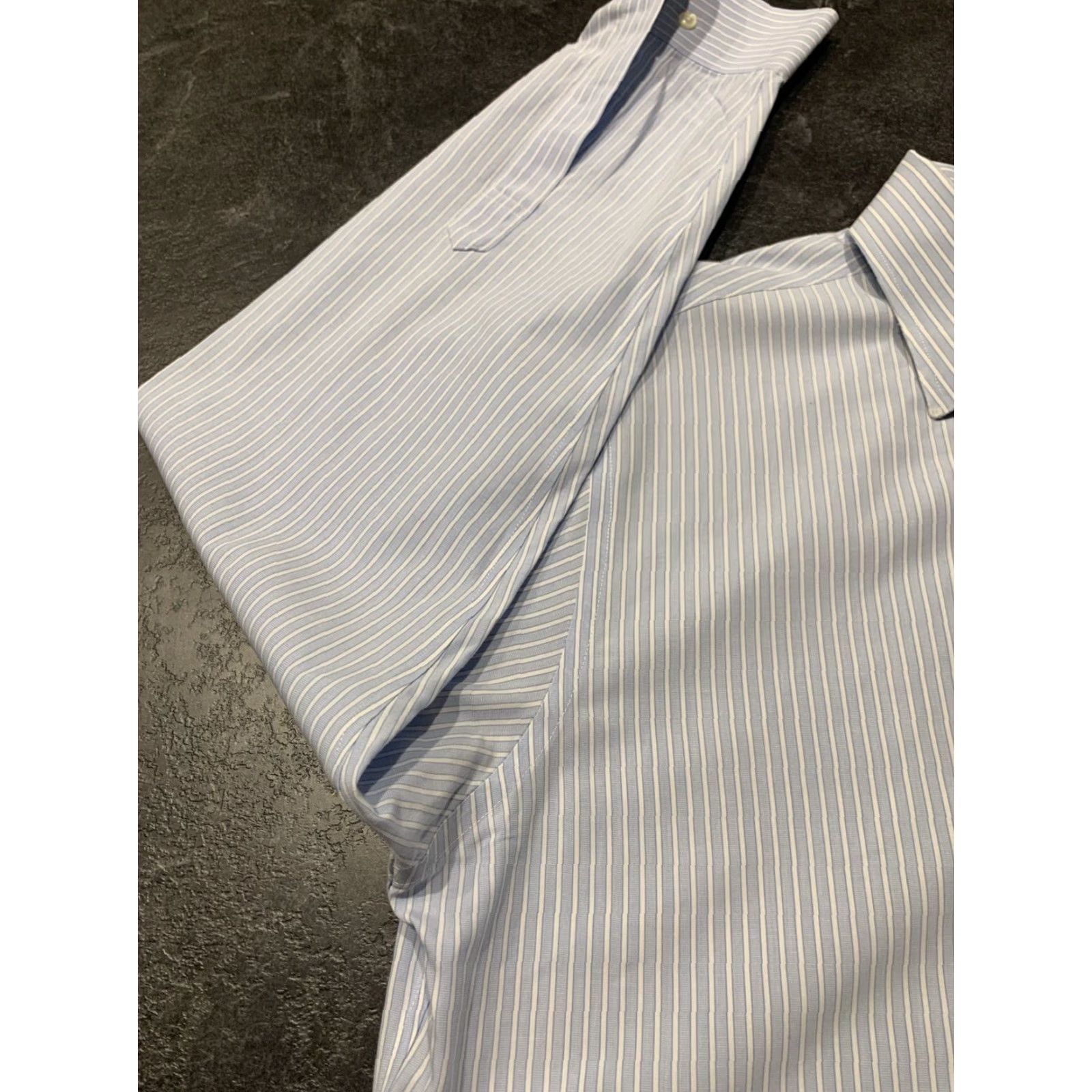Brooks Brothers VINTAGE Brooks Brothers Dress Shirt Men 15.5 Slim Fit Long Sleeve Button-Front Blue White Stripe Cotton Size 40R - 7 Thumbnail