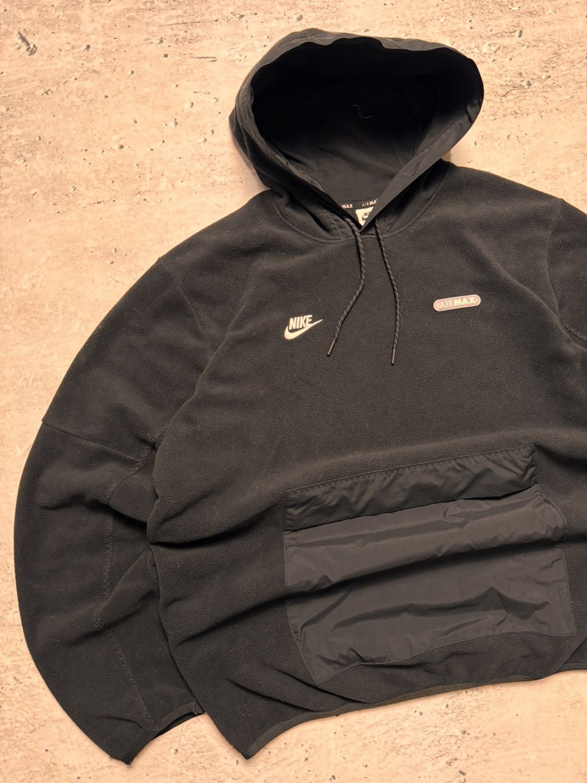Nike × Vintage NIKE AIR MAX TEDDY FLEECE CENTER LOGO OVERSIZE BOXY HOODIE Size US L / EU 52-54 / 3 - 2 Thumbnail