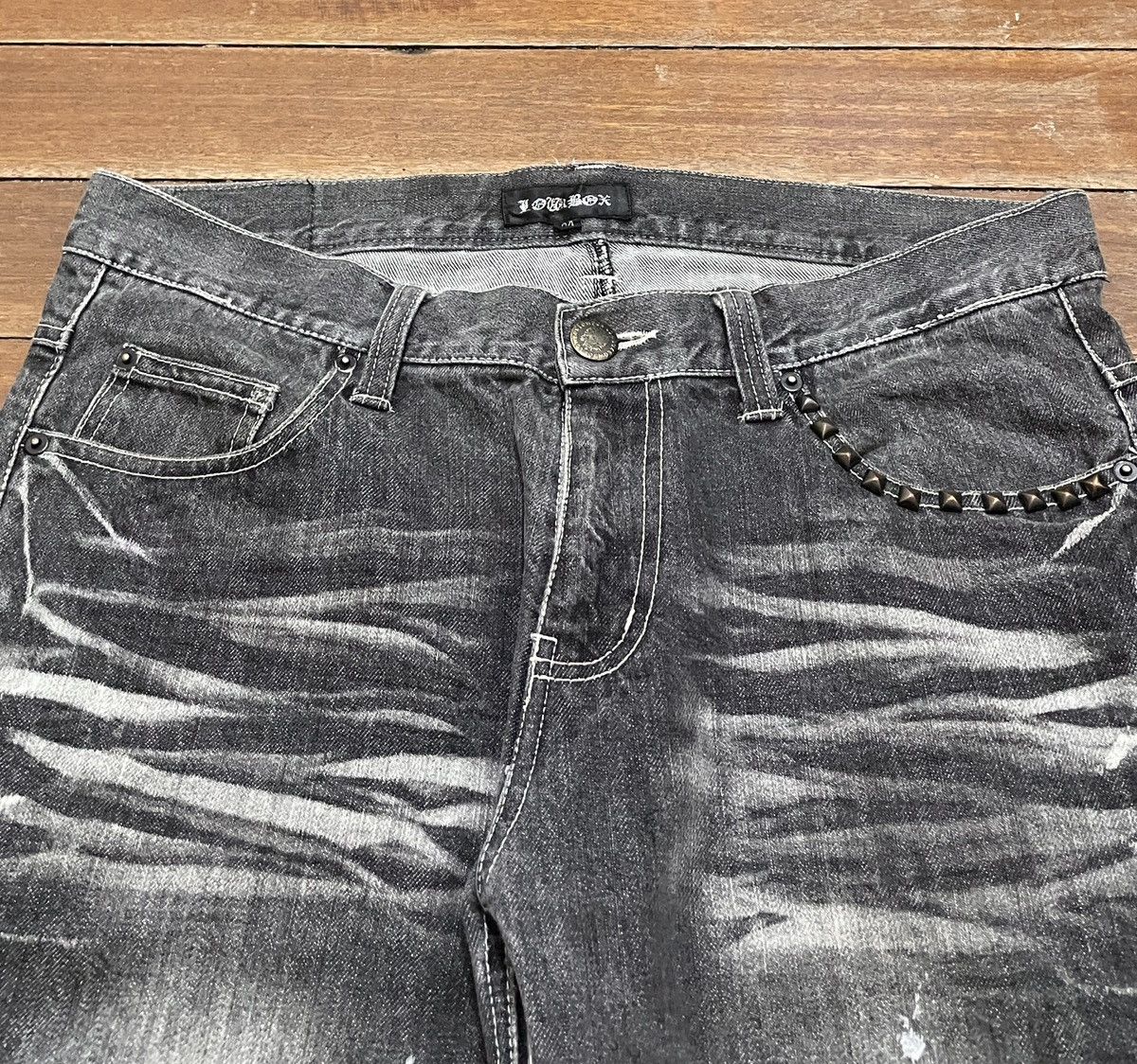 LOWBOX Very Rare Vintage Japanese Brand Lowbox Painting Jeans 1990a Size US 35 - 3 Thumbnail