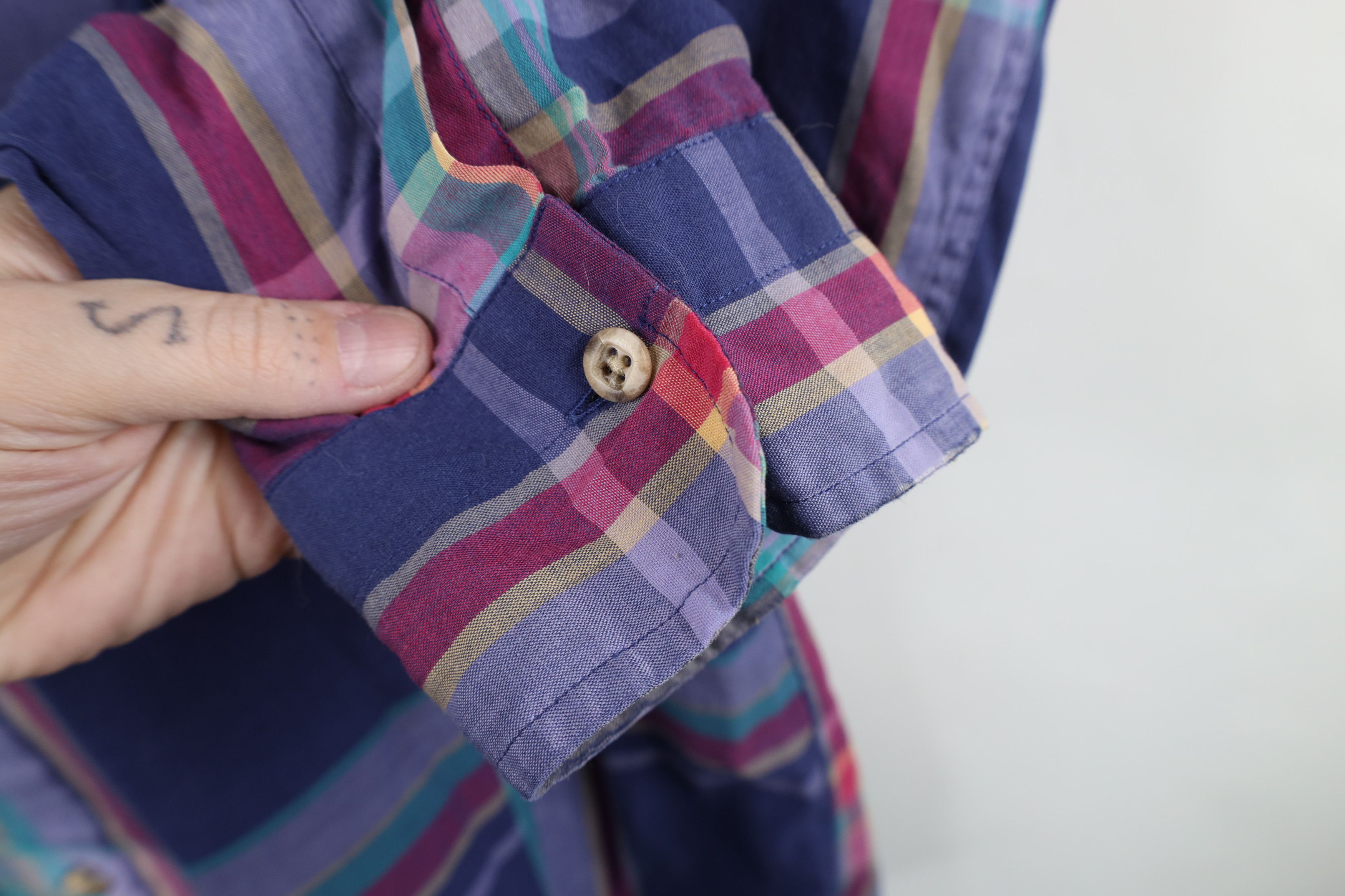 Vintage Vintage 90s Streetwear Madras Plaid Button Down Shirt Size US L / EU 52-54 / 3 - 5 Thumbnail