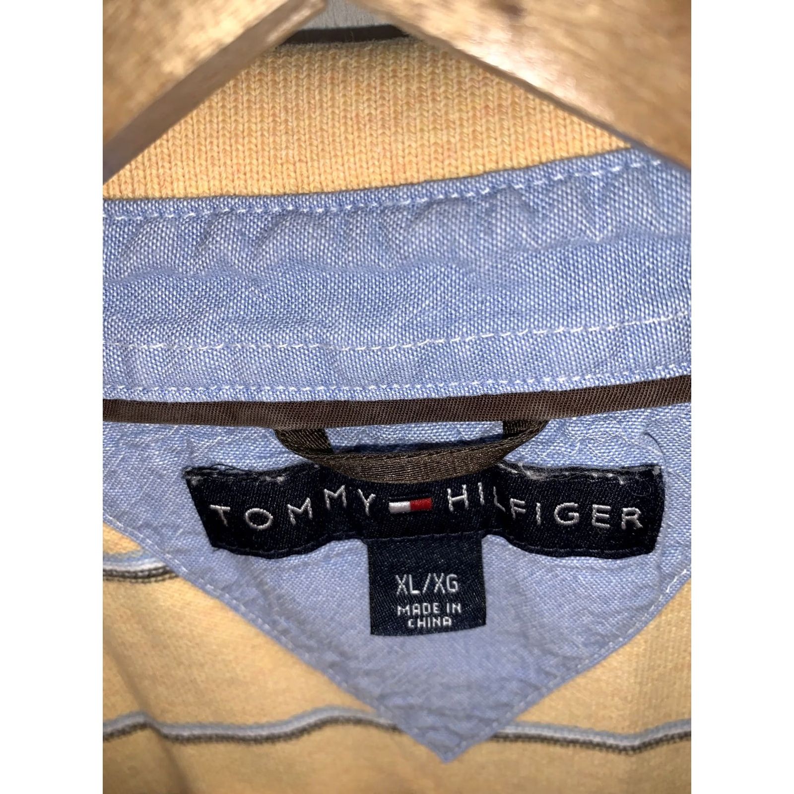 Tommy Hilfiger Tommy Hilfiger Polo Shirt Men’s XL Yellow/Blue Stripe Short Sleeve 90s T-Shirt #3269 Size US XL / EU 56 / 4 - 5 Thumbnail