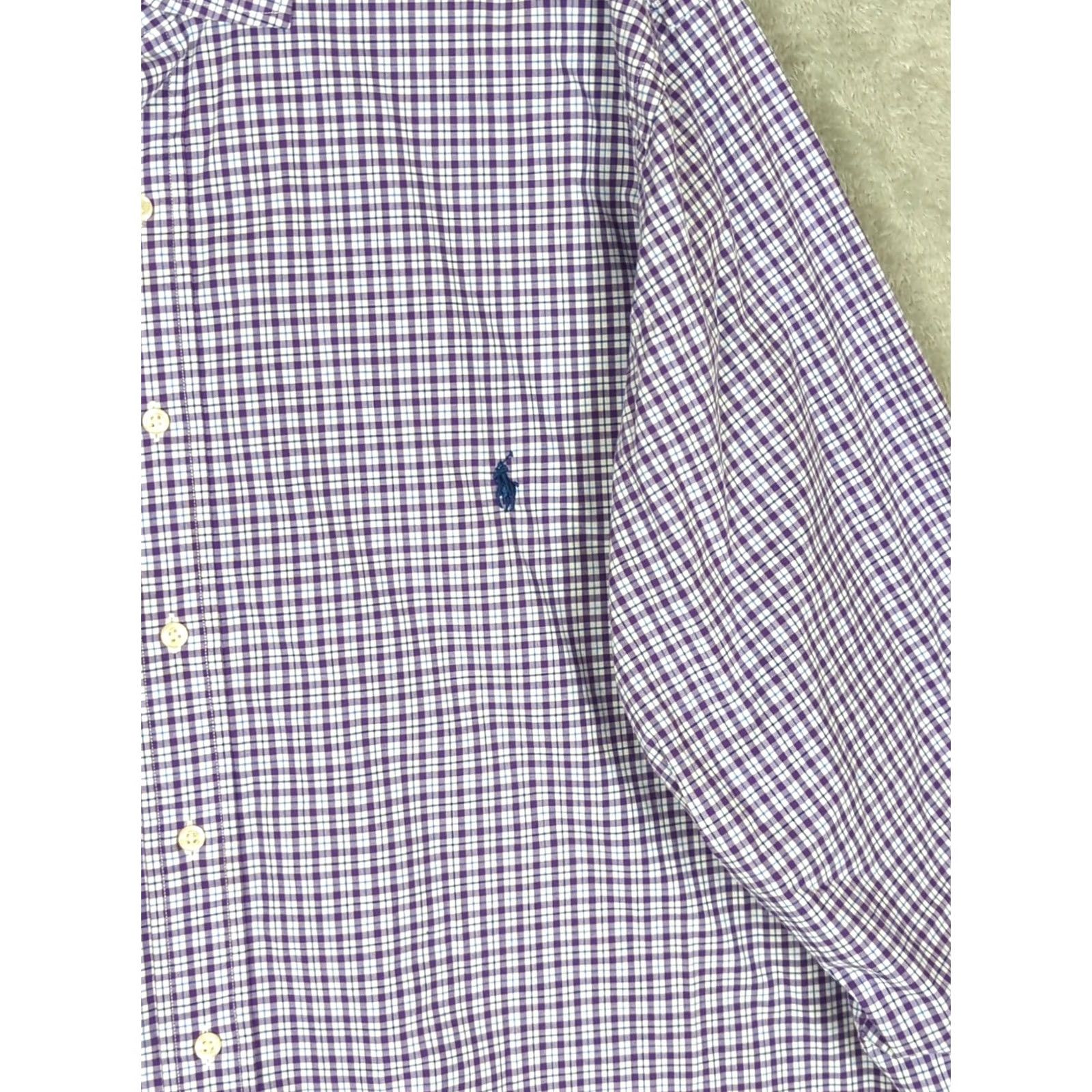 Polo Ralph Lauren Polo Ralph Lauren Purple Check Shirt mens 3XB Long Sleeve Button-Up Collared Lightweight Cotton Woven Big & Tall casual travel Size US XXL / EU 58 / 5 - 5 Thumbnail