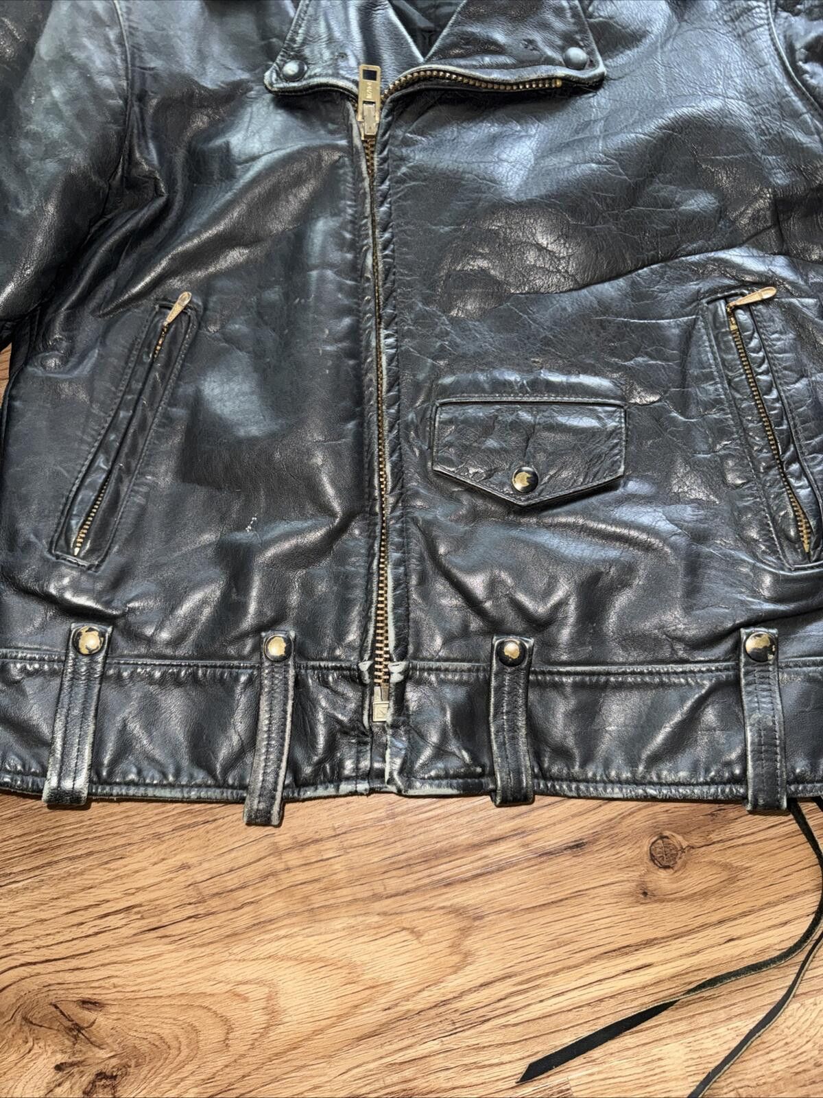 Other 1980’ VINTAGE Berman’s Black Leather Biker Jacket Men’s s 42 Size US M / EU 48-50 / 2 - 4 Thumbnail
