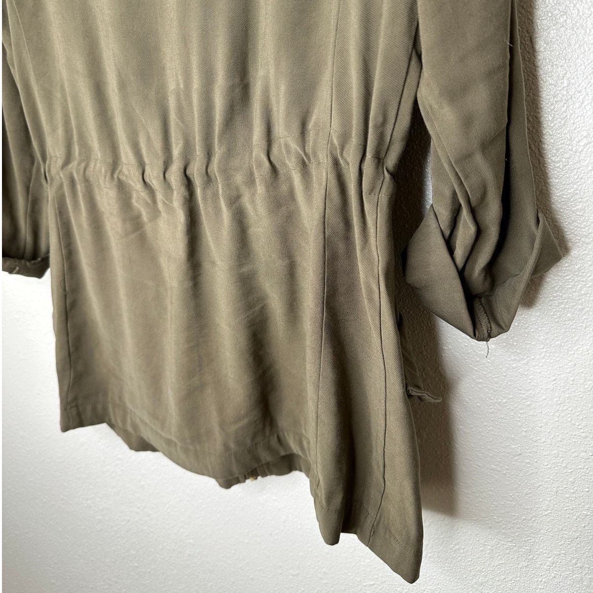 Zara Zara Green 3/4 Cuff Sleeve Collared Cinch Waist Jacket XS Size XS / US 0-2 / IT 36-38 - 7 Thumbnail