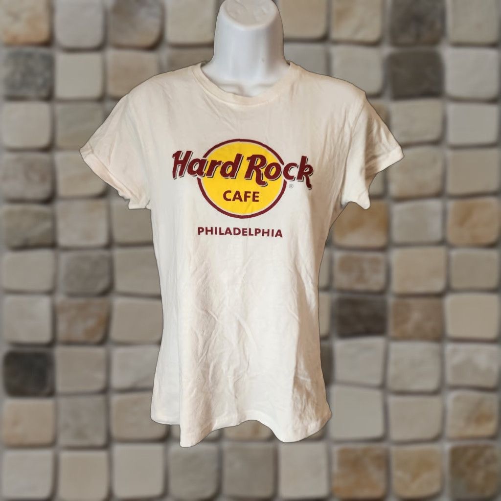 Hard Rock Cafe Womens Hard Rock Cafe Philadelphia Logo White Short Sleeve T Shirt Size Medium Size M / US 6-8 / IT 42-44 - 1 Thumbnail