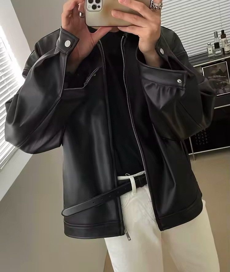Japanese Brand Artificial leather Hip Hop Gothic Rock Bomber Jacket Coat Size US XXL / EU 58 / 5 - 6 Thumbnail
