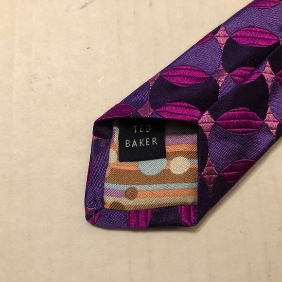 Ted Baker Ted Baker men's new purple 100%silk tie 3 1/2" X 59" Size ONE SIZE - 4 Thumbnail