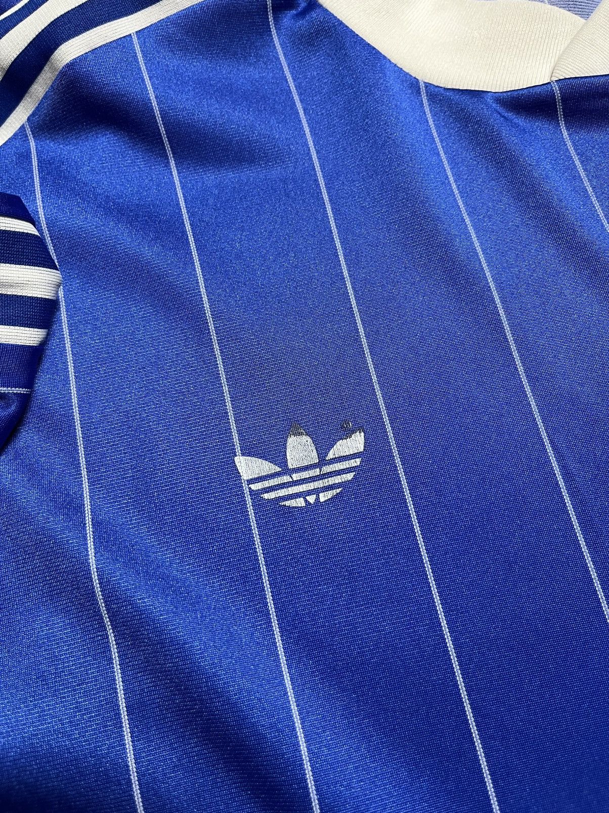 Adidas × Vintage Vntg Adidas Ventex Jersey Made in Tunisia Blue Striped Shirt Size US L / EU 52-54 / 3 - 7 Thumbnail