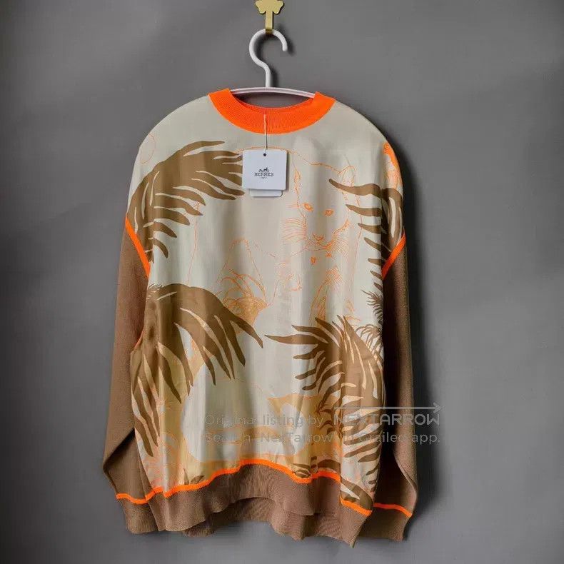 Hermes Hermes Brown Silk Knitted Top Size XXS / US 00 / IT 34 - 1 Thumbnail