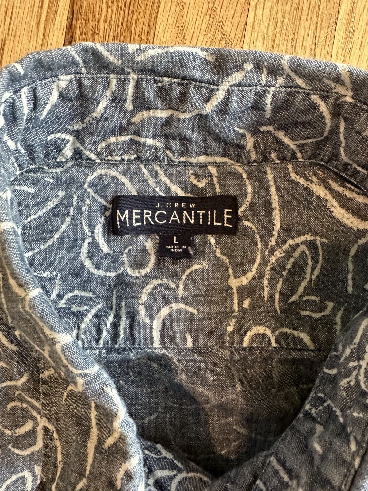 J.Crew Floral Chambray Short Sleeve Button Down Navy Jcrew Size 10 Size US L / EU 52-54 / 3 - 6 Thumbnail