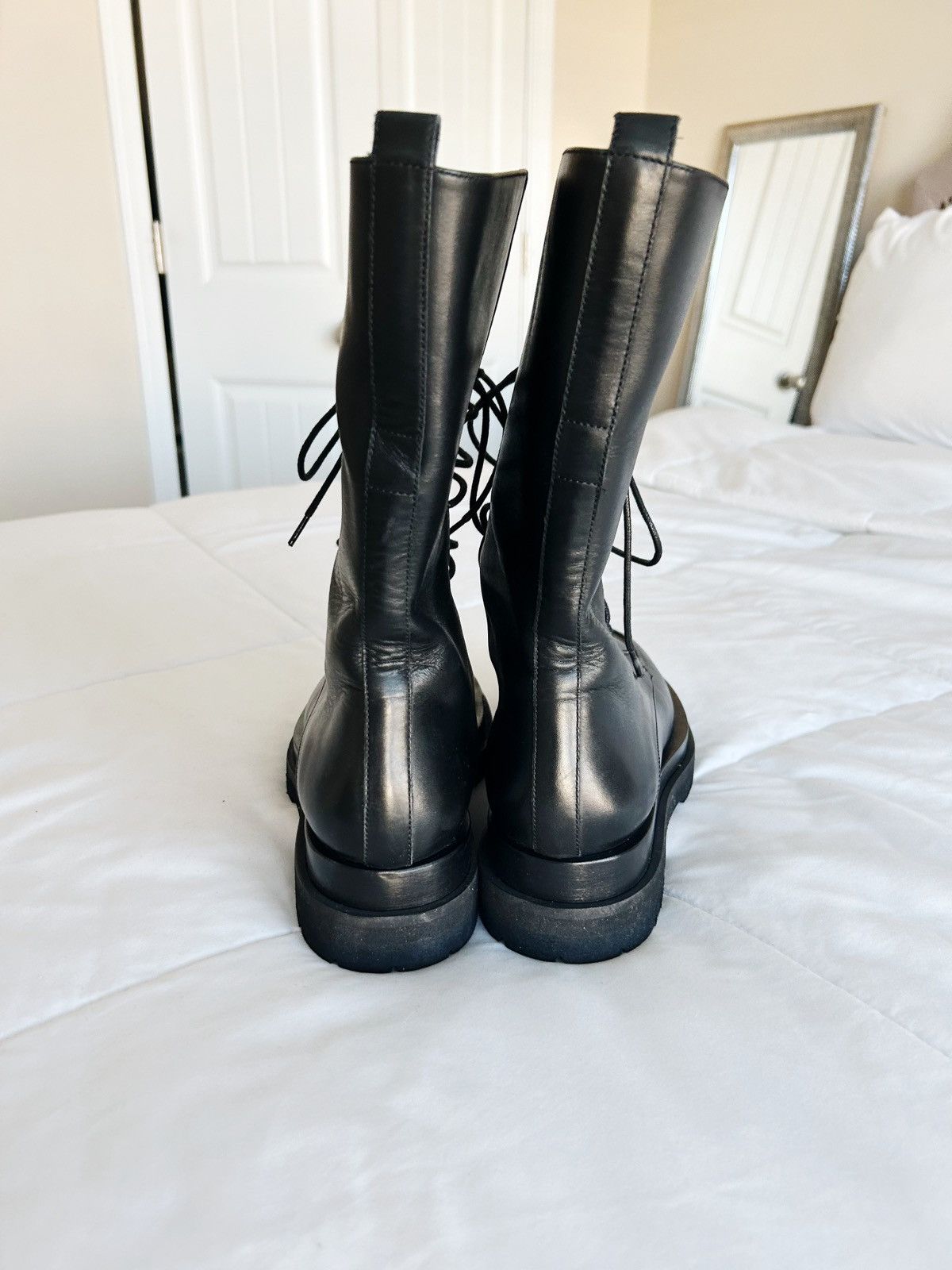 Magda Butrym Magda Butrym Black Leather Combat Boots Size US 7 / IT 37 - 4 Thumbnail