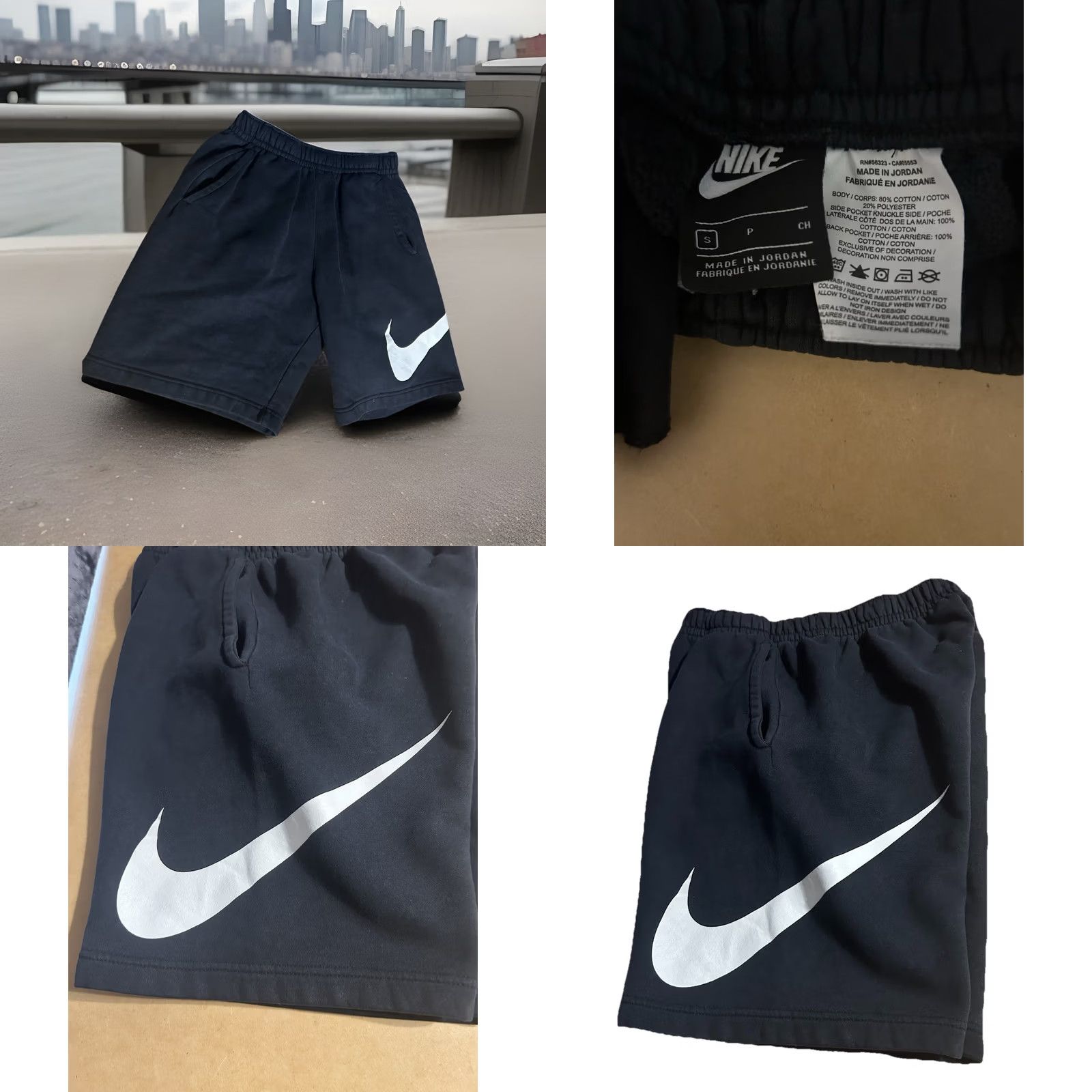 Nike Nike Club Fleece Shorts Men Small Black Big White Swoosh BV2721-010 Pockets - Sport Mens Size US 29 - 11 Thumbnail