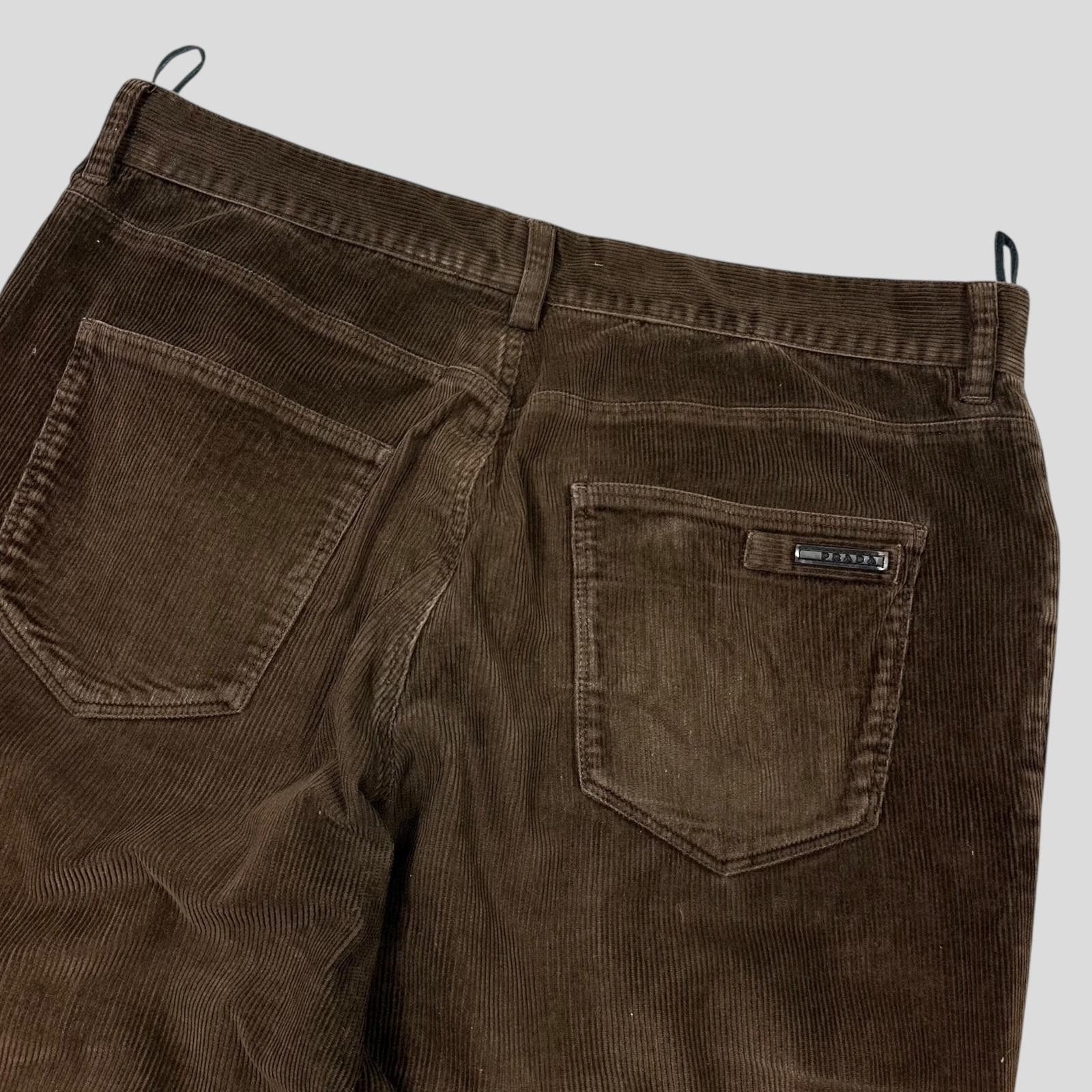 Prada Prada Sport 2010 Black Logo Tab Brown Corduroy Trousers IT48 Size US 31 - 2 Thumbnail