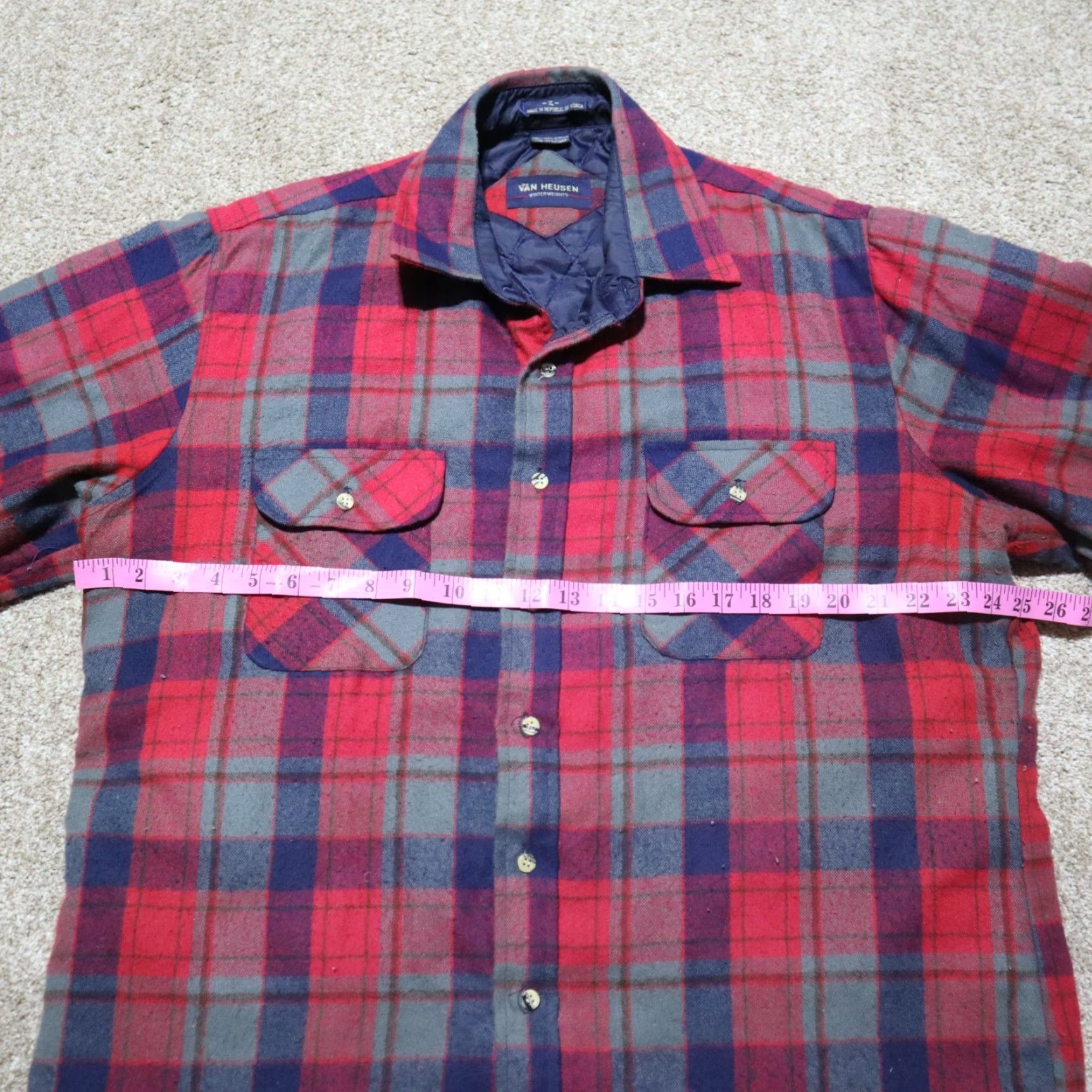 Van Heusen Van Heusen Vintage Yes Red Plaid Fleece Jacket Full Button Up Pockets Men's Size XL Size US XL / EU 56 / 4 - 5 Thumbnail