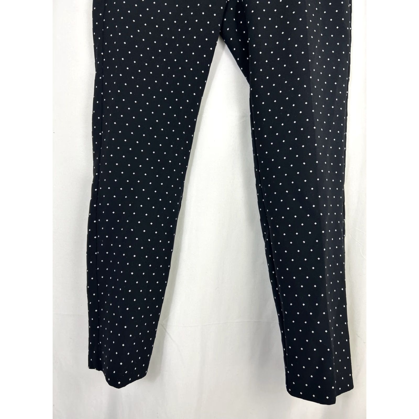 Adrianna Papell Adrianna Papell Slim Straight Pants Women Black Polka Dot Dress Pants Size 6 Size 28" / US 6 / IT 42 - 2 Thumbnail