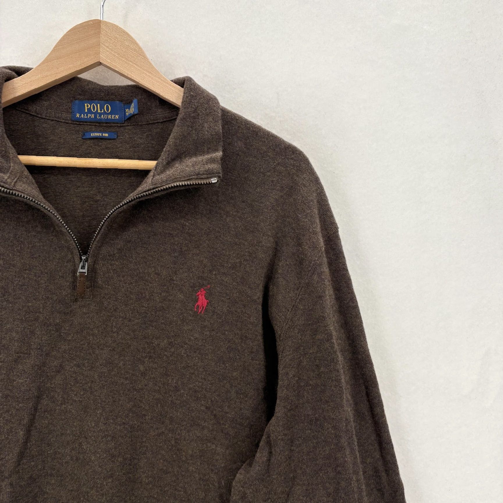 Polo Ralph Lauren Polo Ralph Lauren Sweater Mens XL Brown 1/4 Zip Mock Neck Pullover Estate Rib Shirt Size US XL / EU 56 / 4 - 2 Thumbnail
