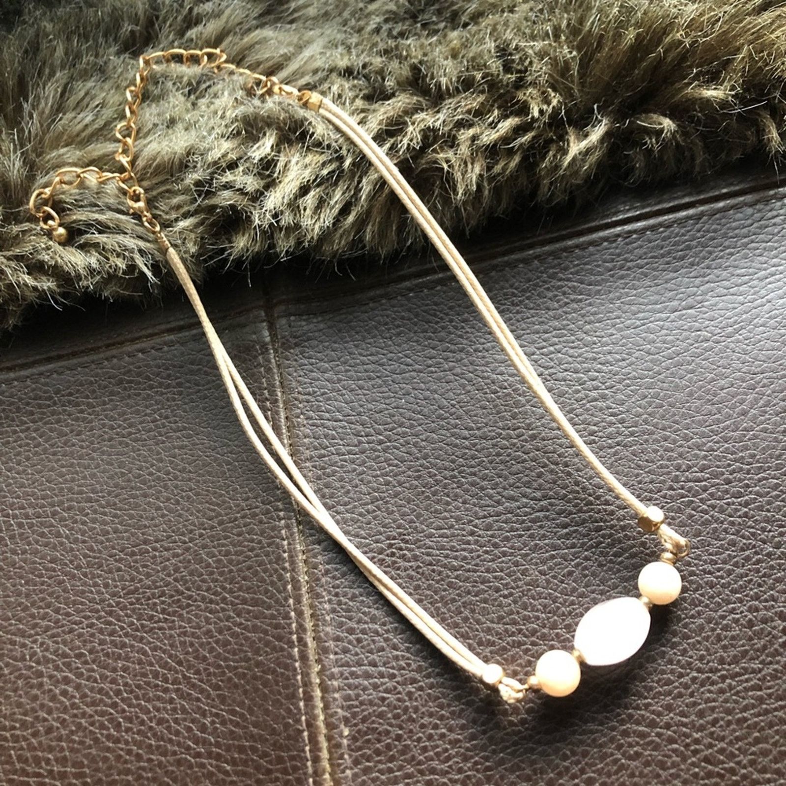 Handmade Handcrafted natural quartz leather cord choker necklace Size ONE SIZE - 5 Thumbnail