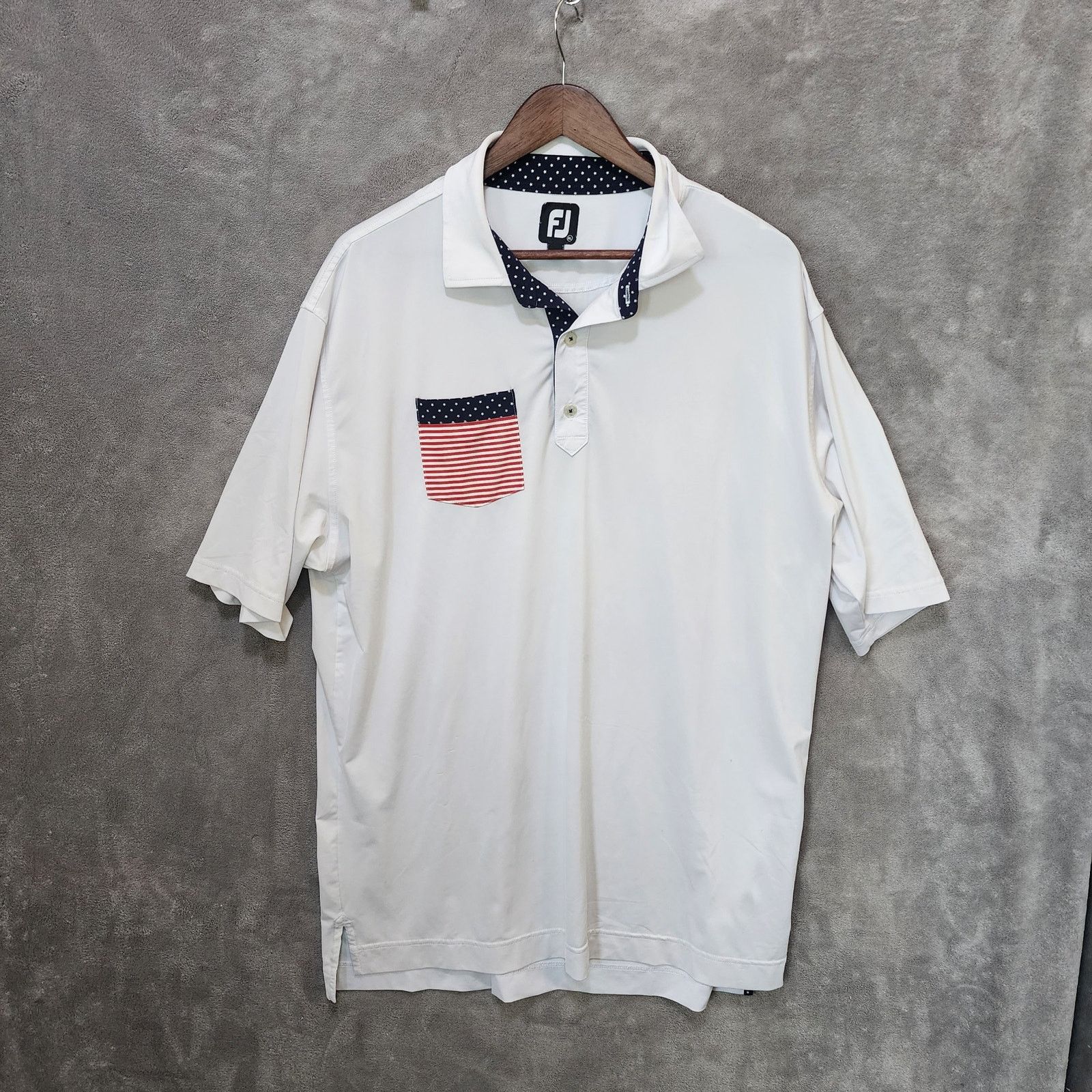 Footjoy FootJoy XL White Polo Shirt American Flag Pocket Size US XL / EU 56 / 4 - 1 Thumbnail