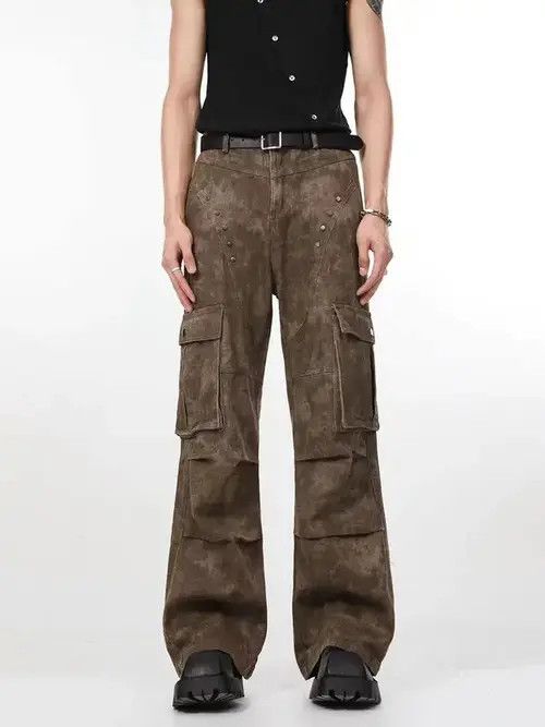 Japanese Brand × Jean Retro Deconstructed Studded Pocket Cargo Wide Leg Jeans Size US 32 / EU 48 - 1 Thumbnail