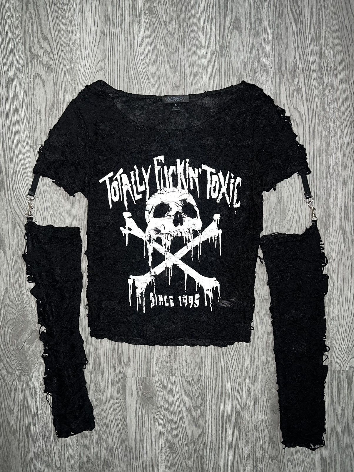 Dolls Kill WIDOW toxic for life sherred top 🖤☠️ Size S / US 4 / IT 40 - 1 Thumbnail