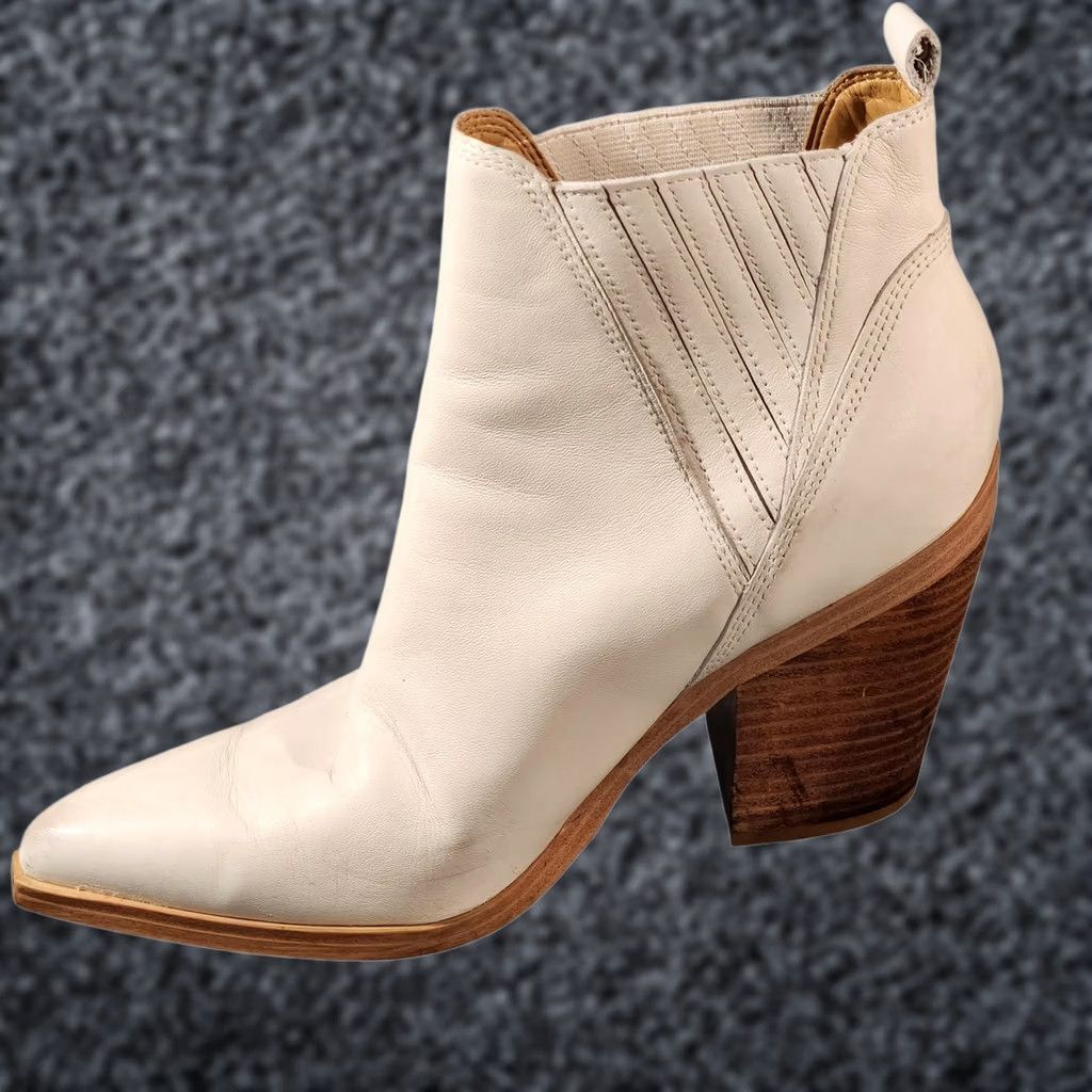 Marc Fisher Marc Fisher LTD Boots Womens 8.5 White Leather Western Ankle Block Heel Shoes Size US 9 / IT 39 - 1 Thumbnail