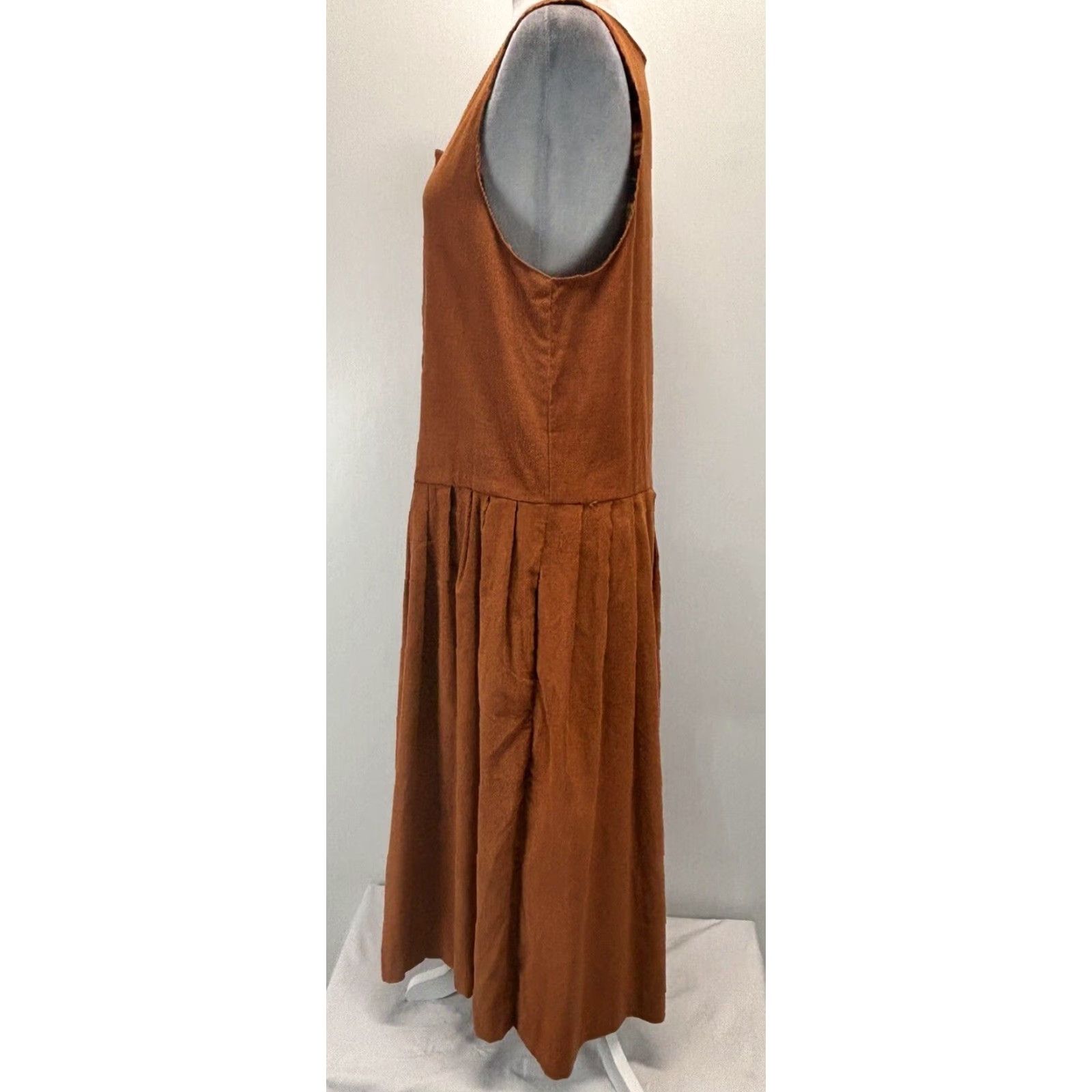 Vintage VINTAGE Fenwick Corduroy Jumper Midi Dress Sz 14 Women’s Pockets Sleeveless Made USA Burnt Orange 1990s Modest Womens Size XL / US 12-14 / IT 48-50 - 2 Thumbnail