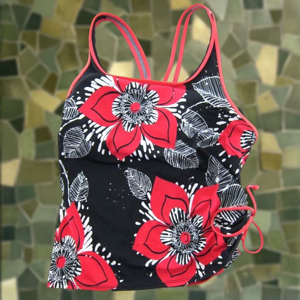 Pinko VINTAGE NWT Tropical Escape Tankini Swim Top 18 Women Built In Bra Floral Pink Black White Size XXL / US 16-18 / IT 52-54 - 1 Thumbnail