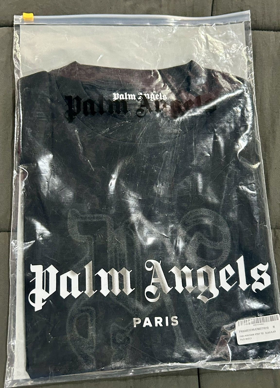 Palm Angels Palm Angels - Paris Monogram Spray Tee – Black Size “Medium” Size US M / EU 48-50 / 2 - 19 Thumbnail