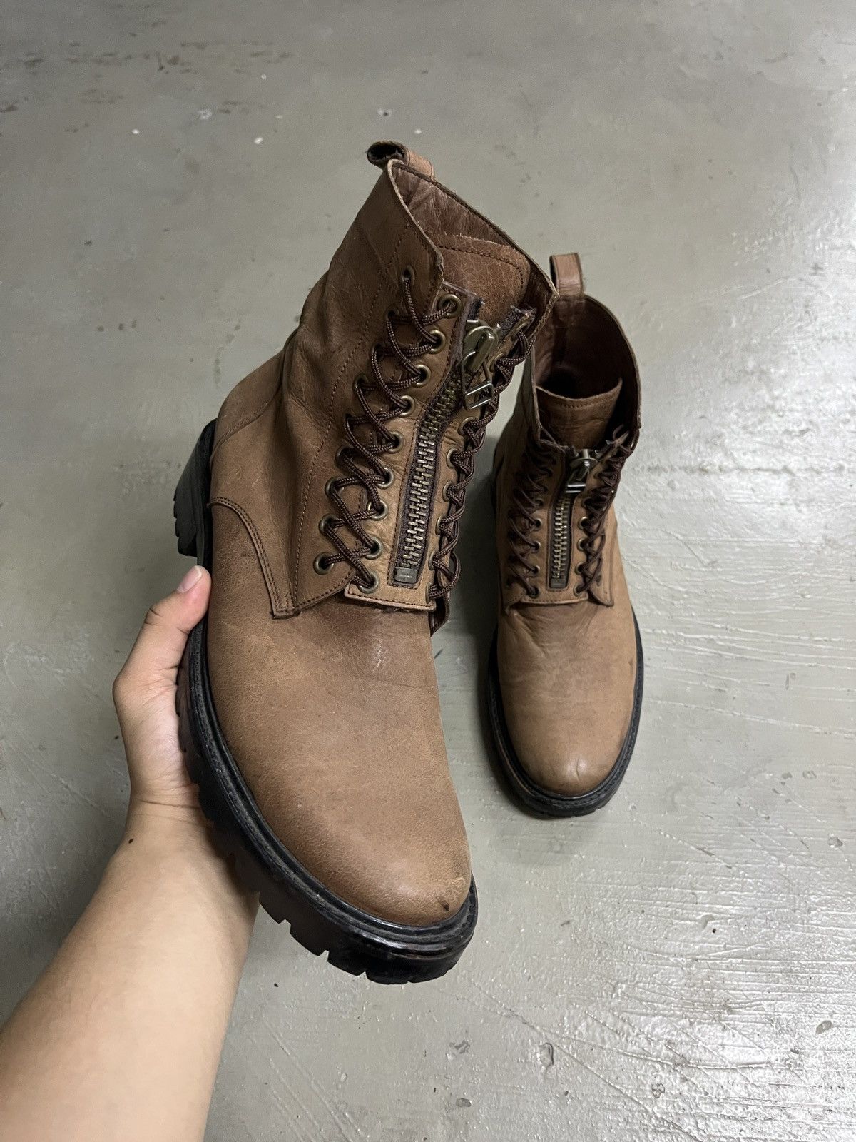 Guidi Takeo Kikuchi Lace Zipper Leather Combat Guidi Style Boots Size US 9 / EU 42 - 1 Thumbnail