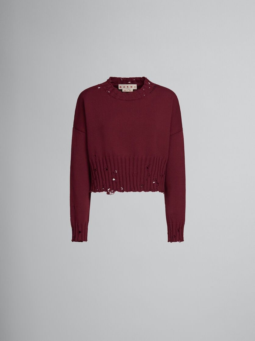 image of Marni O1W1Db10524 Cropped Sweater In Red, Women's (Size XL)