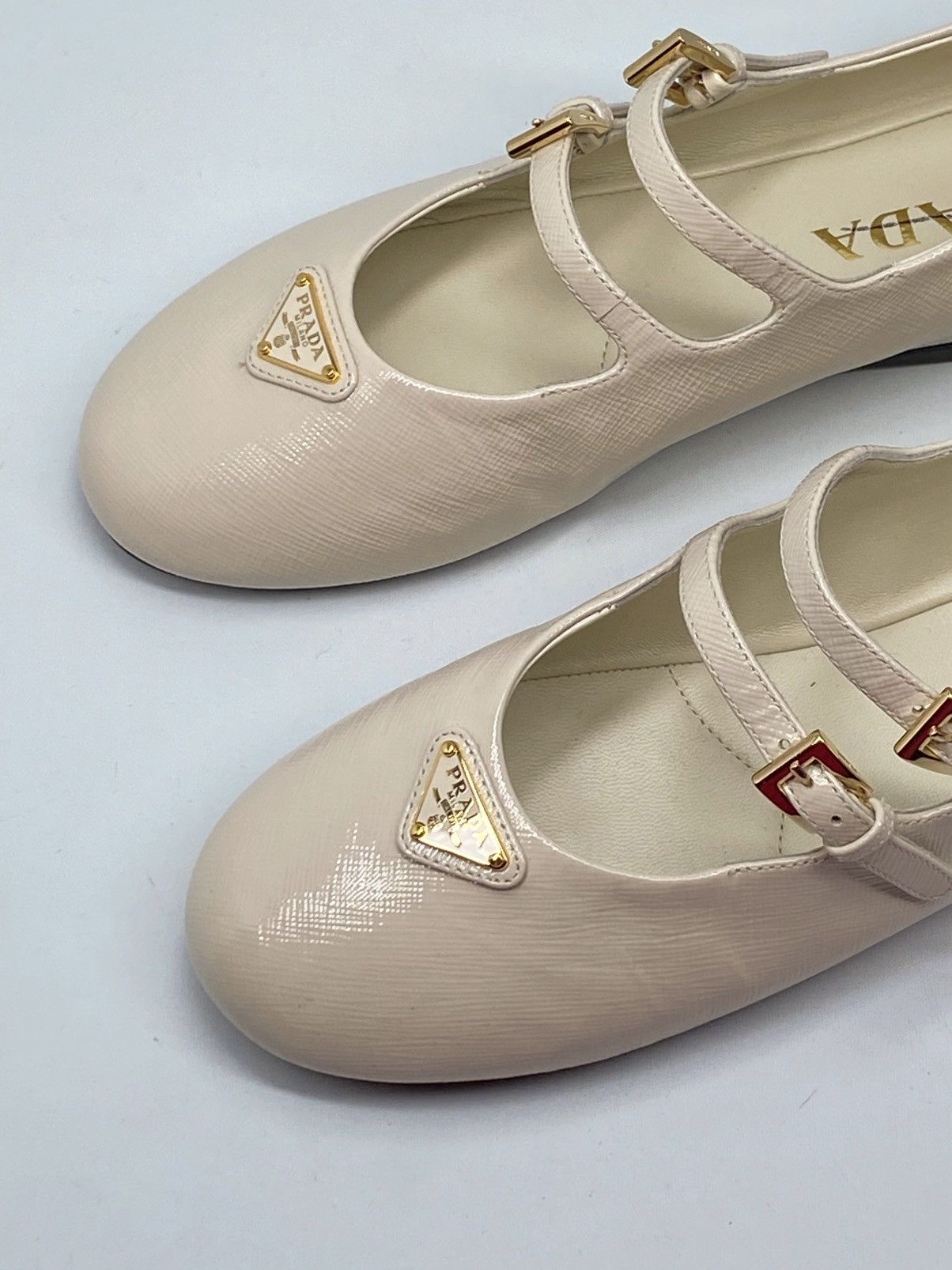 Prada Prada Leather Double-Strap Triangle Logo Ballerina Flats Size US 6 / IT 36 - 8 Thumbnail