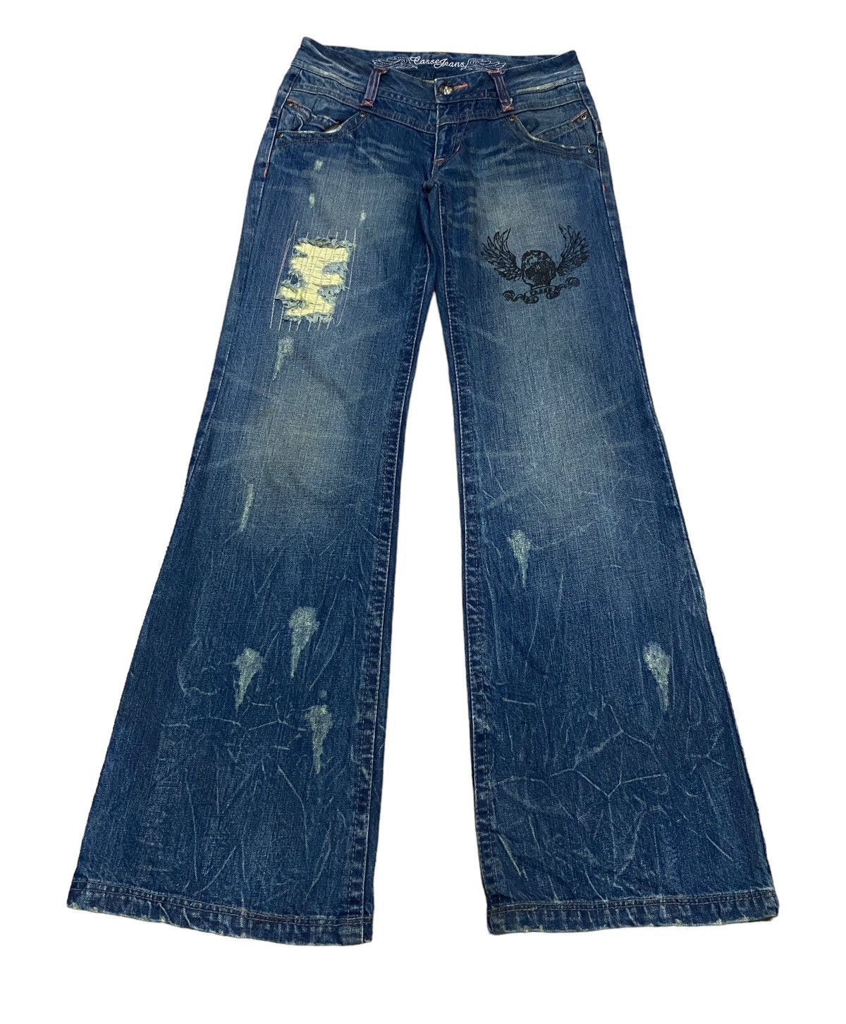 Rare Design Vintage Brand Casse Ripped Flared Jeans 2000s