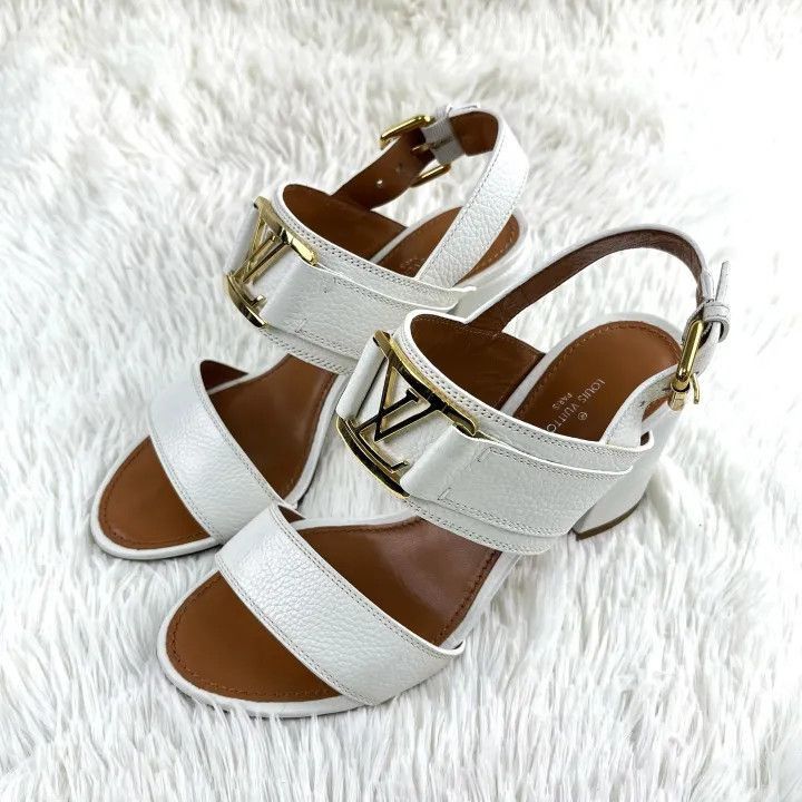 Louis Vuitton Louis Vuitton White Leather Strap Sandals for Women -2508 Size US 6 / IT 36 - 1 Thumbnail