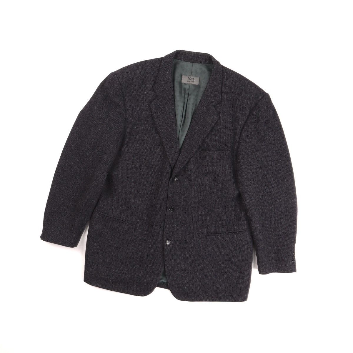Hugo Boss Vintage Blazer Jacket Hugo Boss Lambs Wool Dark Gray Size 46R - 9 Thumbnail