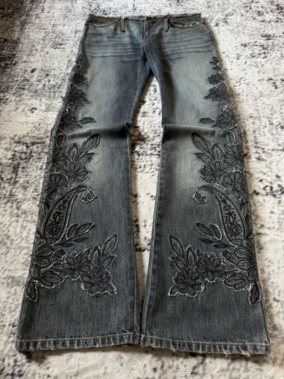GOSTAR DE FUGA Sportmax Code By Max Mara Ornamental Embroidery Flared Jeans Size US 30 / EU 46 - 1 Thumbnail