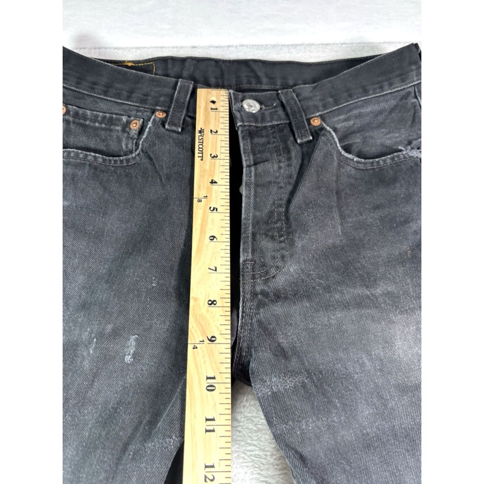 Levi's VINTAGE Levi's 535 Jeans Men 31x32 Black Button Fly Distressed 90s Straight 5-Pocket Denim Regular Mens Size US 31 - 3 Thumbnail