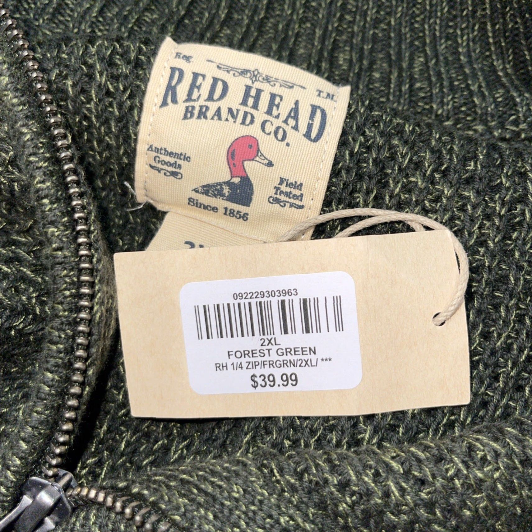 Vintage VINTAGE RedHead Men Sweater 2XL Forest Green 1/4 Zip Long Sleeve Crew Neck Knit Pullover Zipper Big & Tall Regular Fall Winter Green Men Size US XXL / EU 58 / 5 - 4 Thumbnail