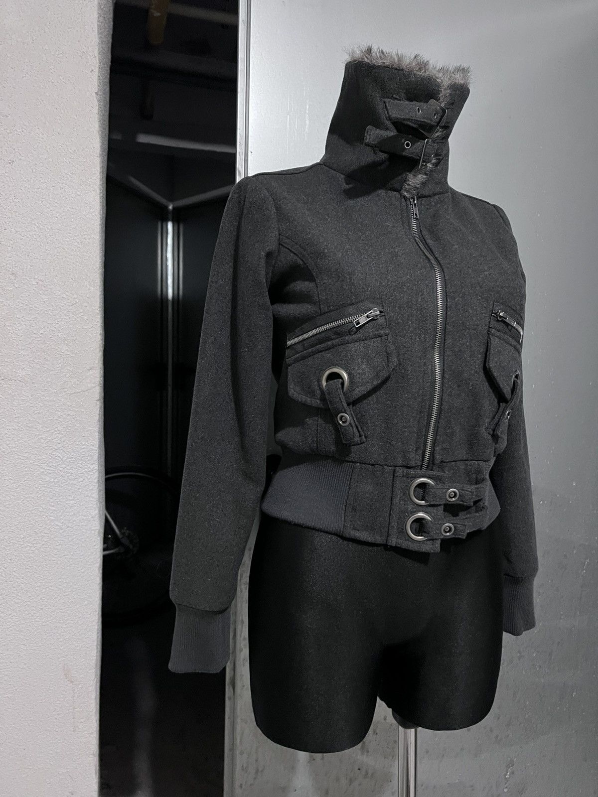 If Six Was Nine Japanese Style Faux Fur High Collar Detailed Jacket Size S / US 4 / IT 40 - 3 Thumbnail