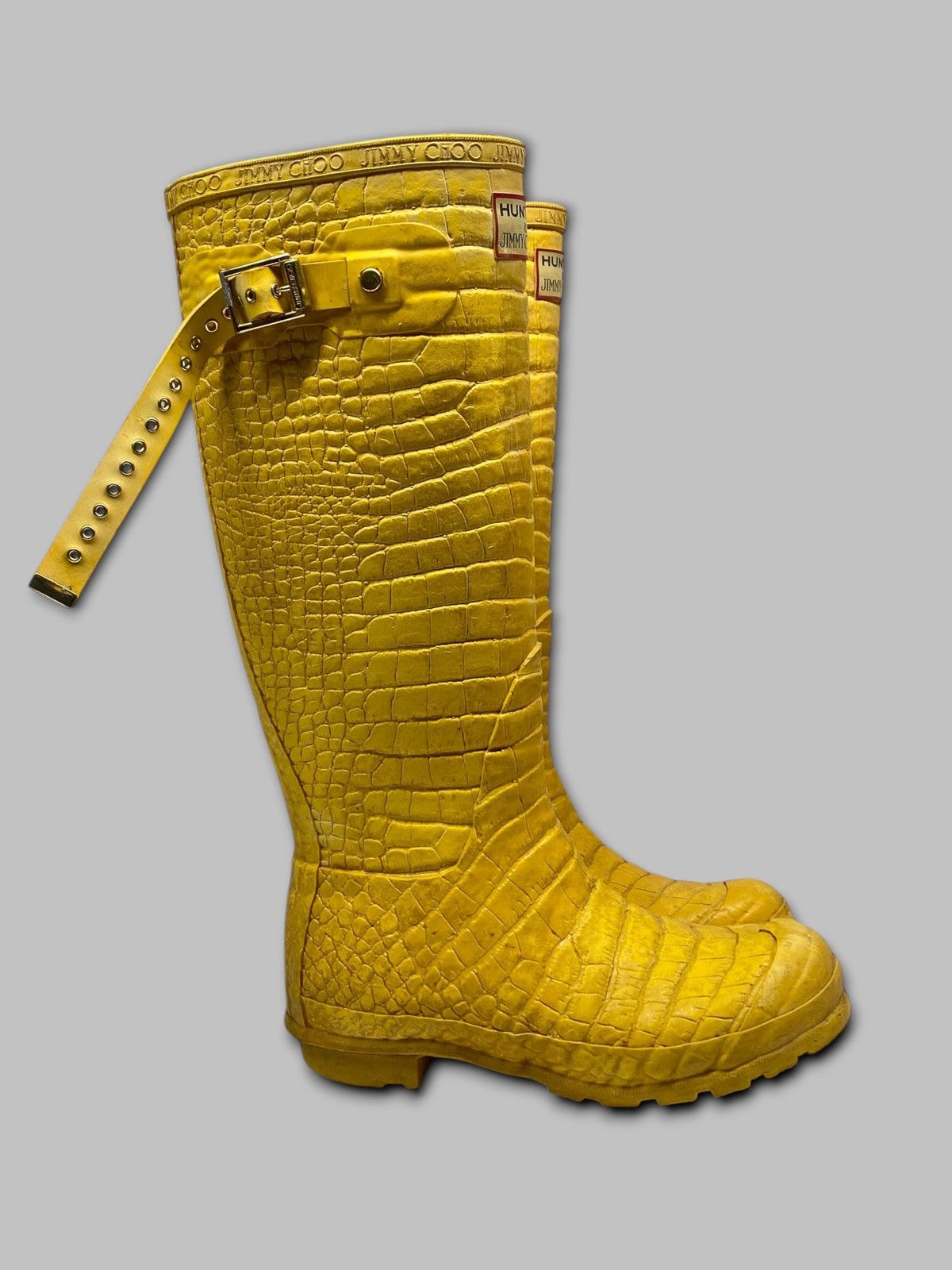Hunter HUNTER & JIMMY CHOO Special Edition Rain Croc Yellow Boots Size US 4 / IT 34 - 9 Thumbnail