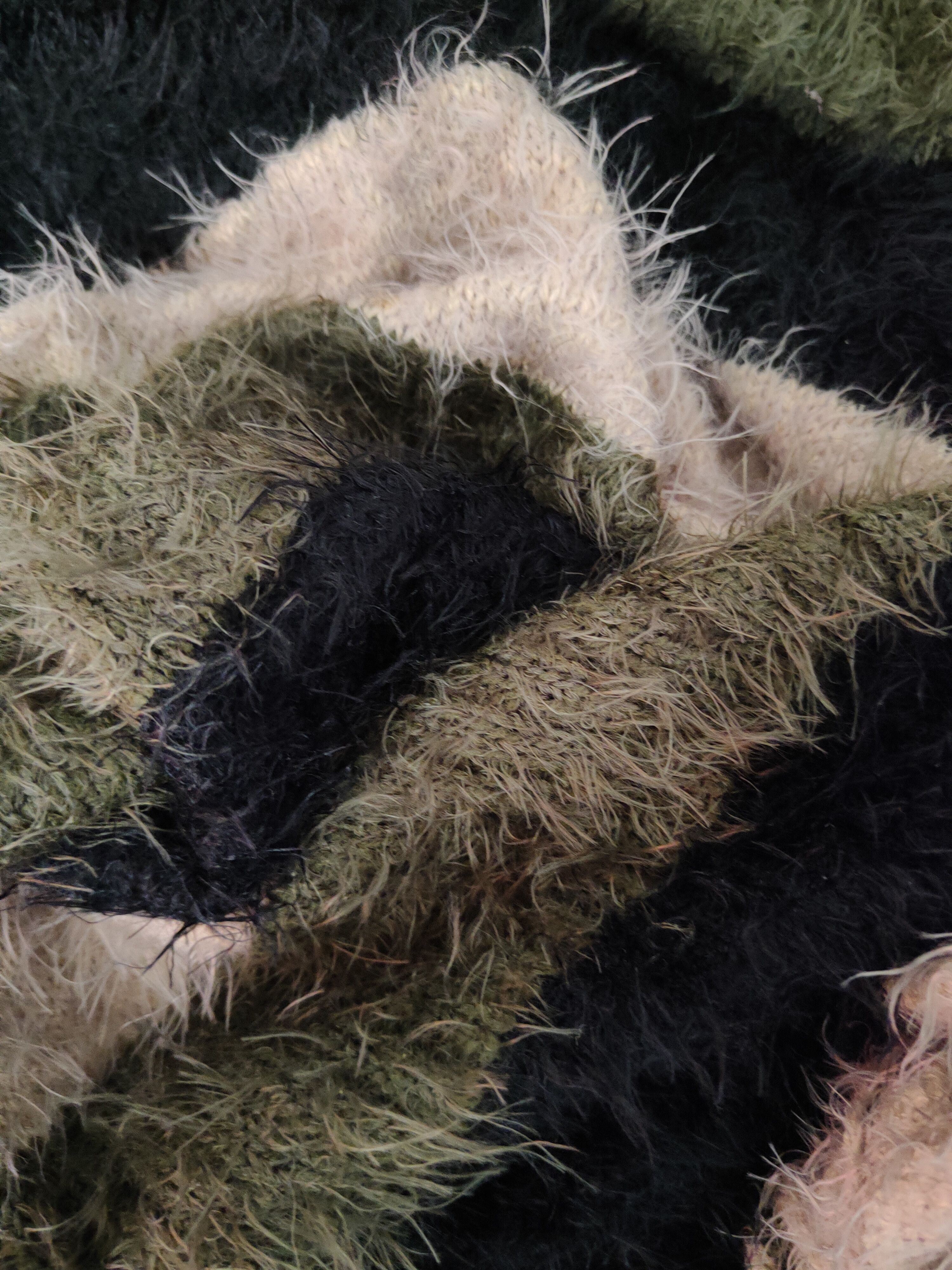 Homespun Knitwear Q.F.M Black Olive Shag Shaggy Fur Mohair Knitwear #S1975 Size XL / US 12-14 / IT 48-50 - 10 Thumbnail