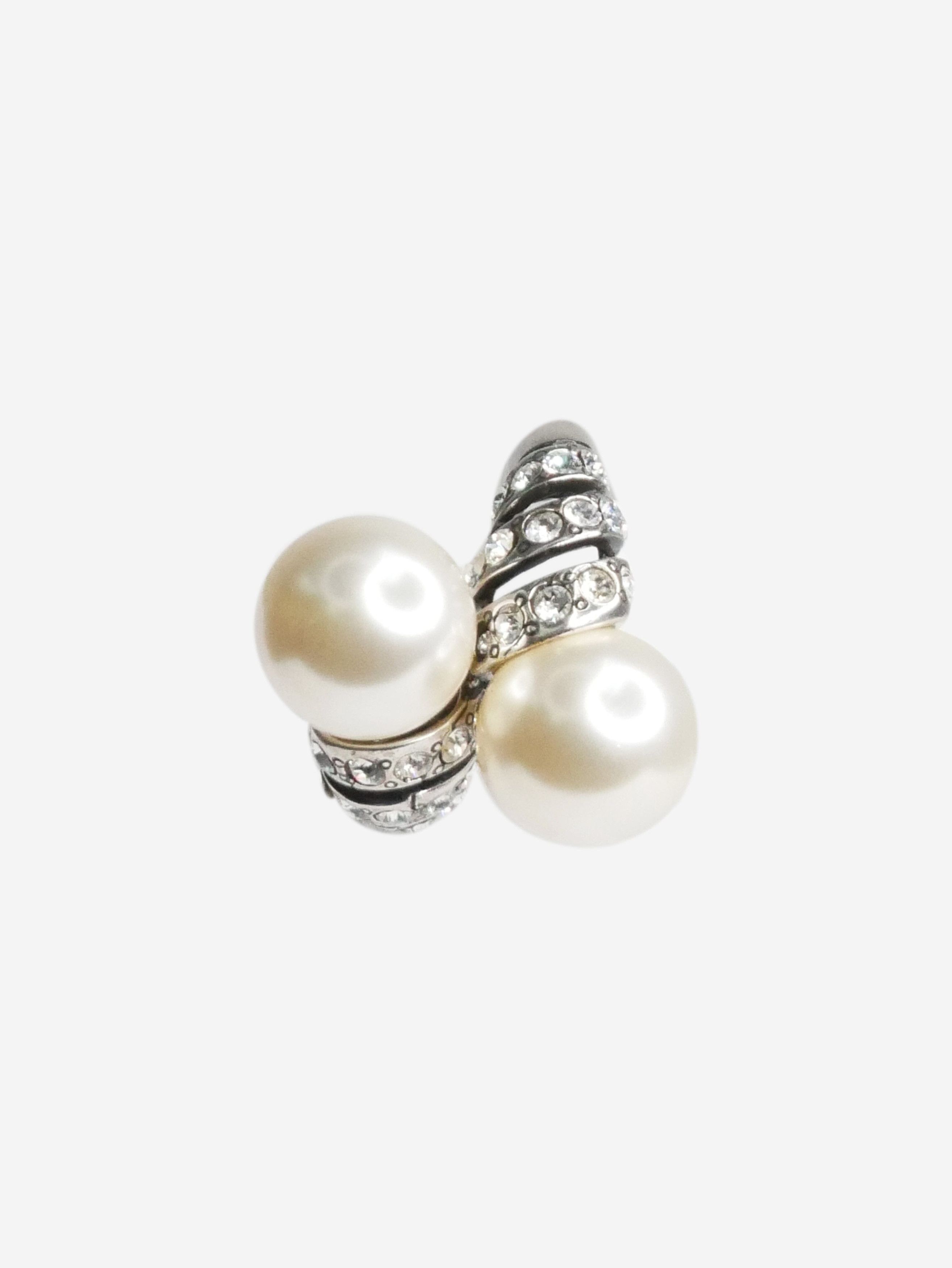 Other Silver crystal And faux-pearl single clip earring Size ONE SIZE - 1 Thumbnail