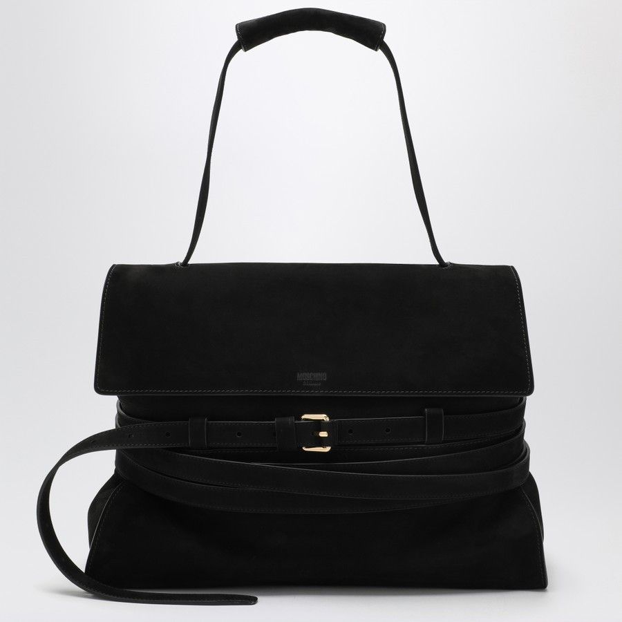 Moschino o1d2blof0924 Size: OS / Small Suede Shoulder Bag in Black Size ONE SIZE - 1 Thumbnail