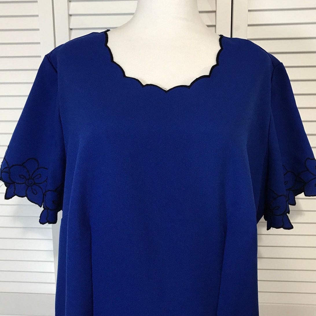 Other Anthony Richards 80’s Blue Midi Shift Dress Women 18W Size XXL / US 16-18 / IT 52-54 - 3 Thumbnail
